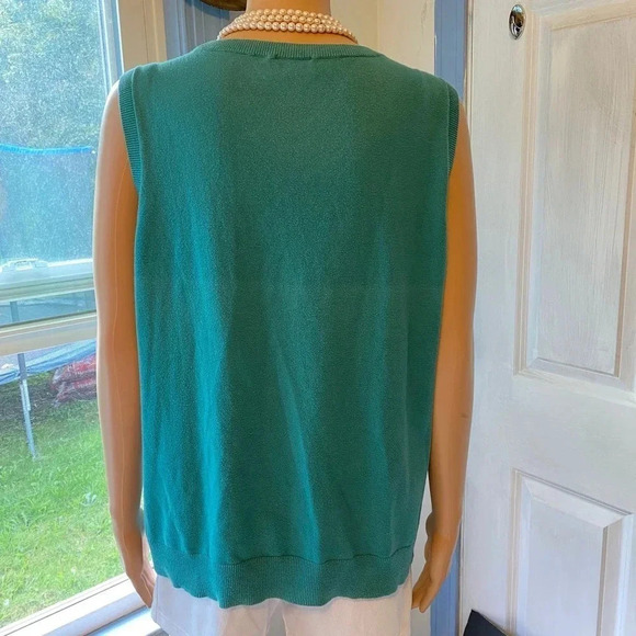 Talbots Pima Cotton Women Green Vest Tank Top Plus Size 1X Casual Stretch - Picture 4 of 5